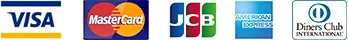 ビザ、マスターカード、JCB、アメリカンエクスプレス、ダイナーズ